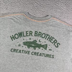 Howler Brothers Shirt Mens L Gray Creative Creatures Fish Graphic Short Sleeve